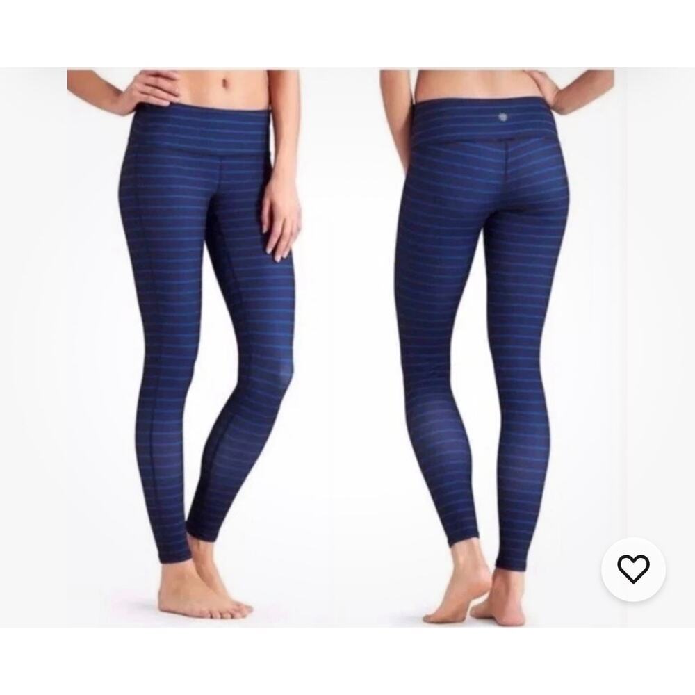 Athleta Striped Ankle Length Athletic Leggings Hidden Pocket Size S